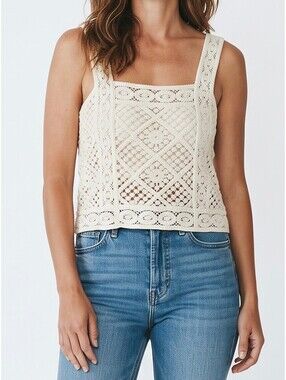 Primark Crochet Crop Top | Off-White | Geometric Pattern | Size M